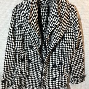 Jou Jou Black and White Houndstooth Pea Coat